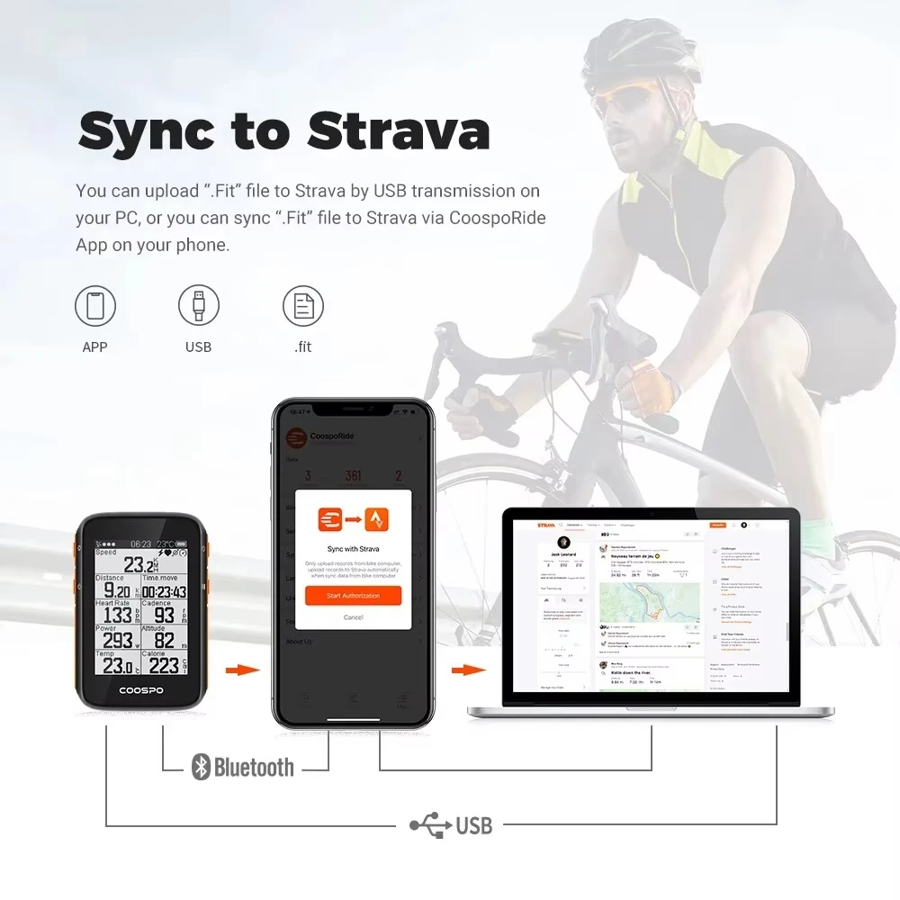 Coospo BC200 Bike Computer GPS 2.4inch ANT+Bluetooth5.0 Route Navigation Bicycle Speedometer Odometer Multi-Language Cycling
