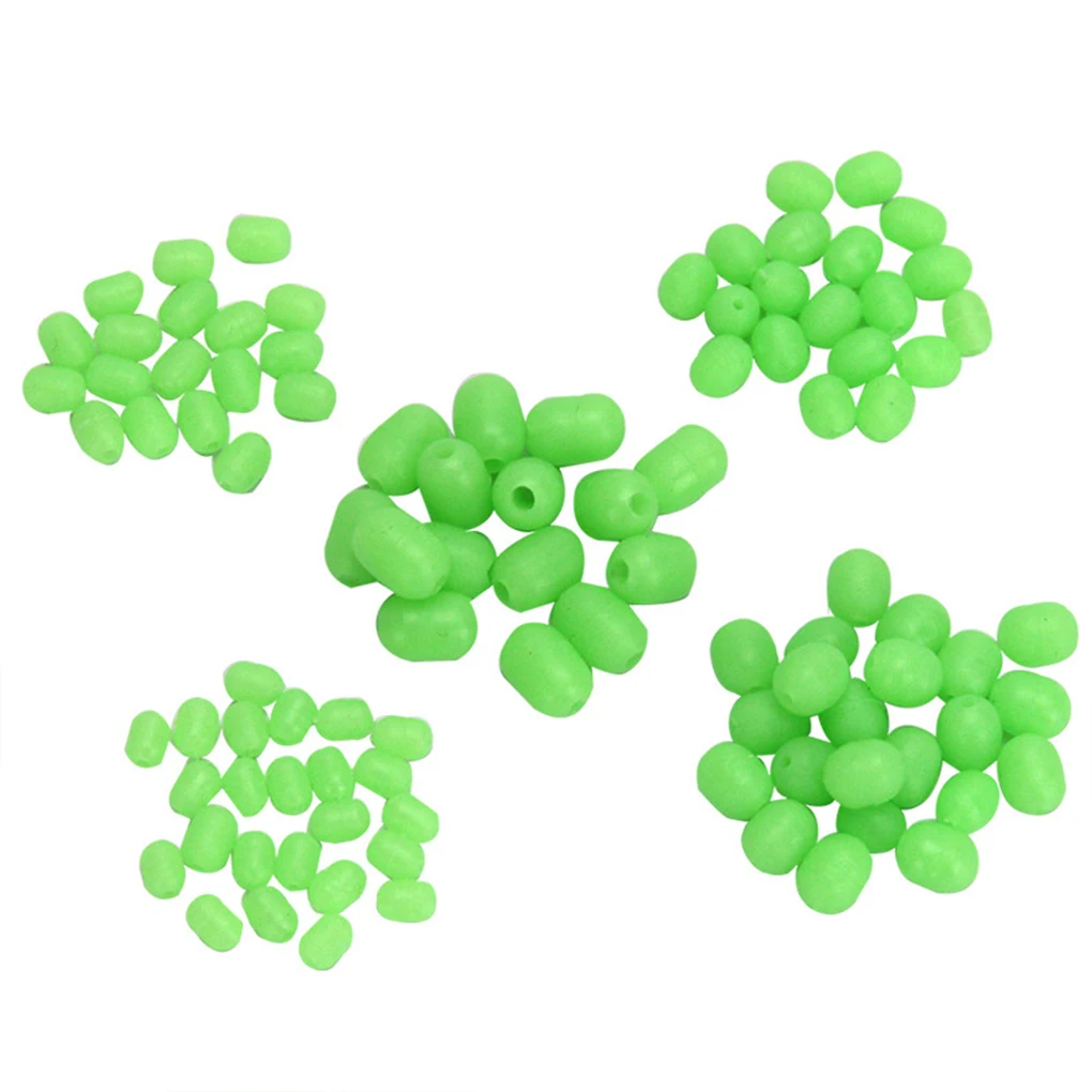 100Pcs Beads Round PVC Casting Baits Green Cylindrical Bait Rig Fishing Tackle Tools Supplies Set Sea Pool Saltwater