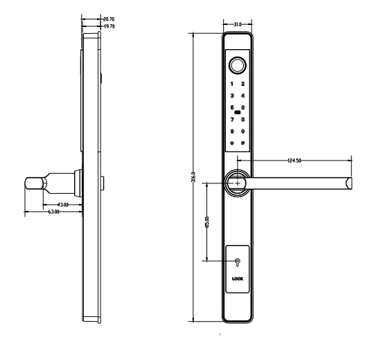 Contemporary Smart Fingerprint Lock Door Handle Modern Simple Design for Wooden Glass Door & Window