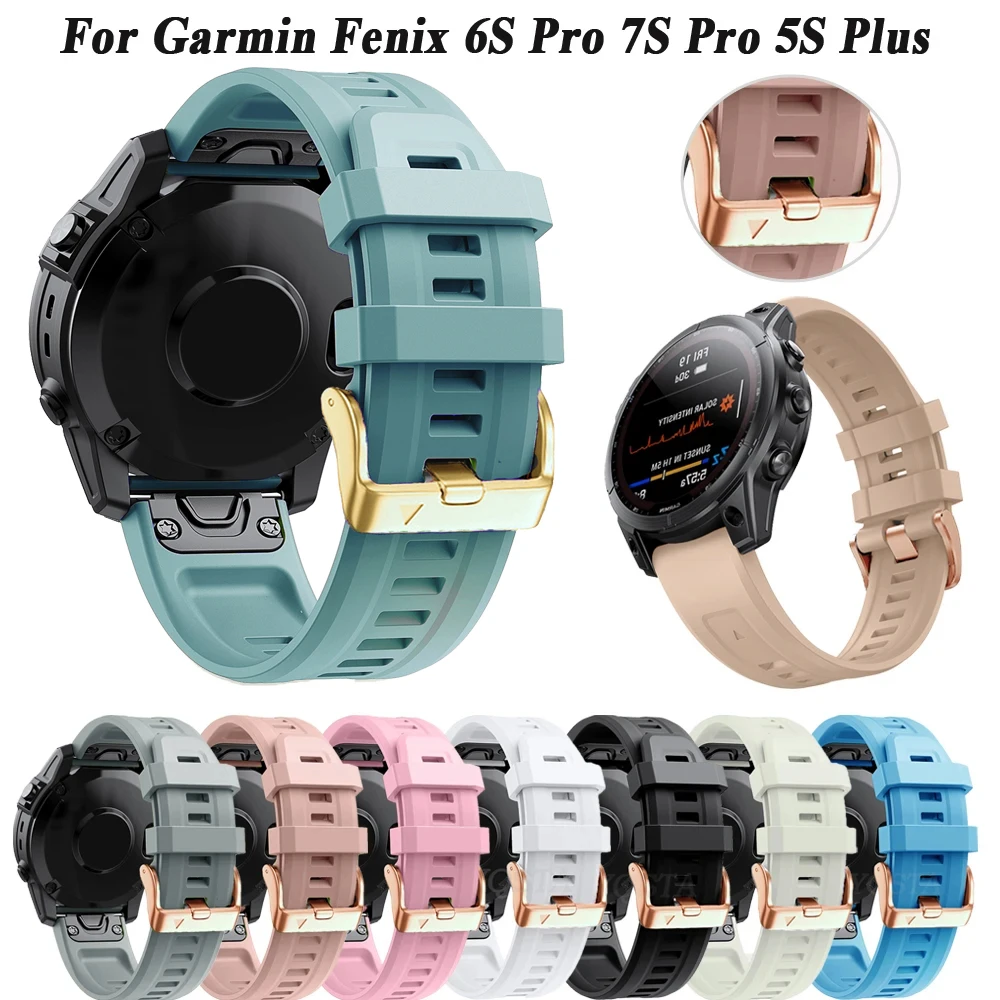 Champagner Gold Schnalle 20mm Armband für Garmin Fenix 6s Pro 5s plus 7s Uhren armband für Fenix 7s Pro Silikon Quickfit Armband