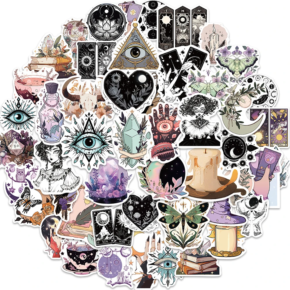 10/30/50PCS Magic Witch Crystal Cartoon Stickers Goth Aesthetic Decals DIY Skateboard Laptop Motorcycle Cool Sticker Kids Toys