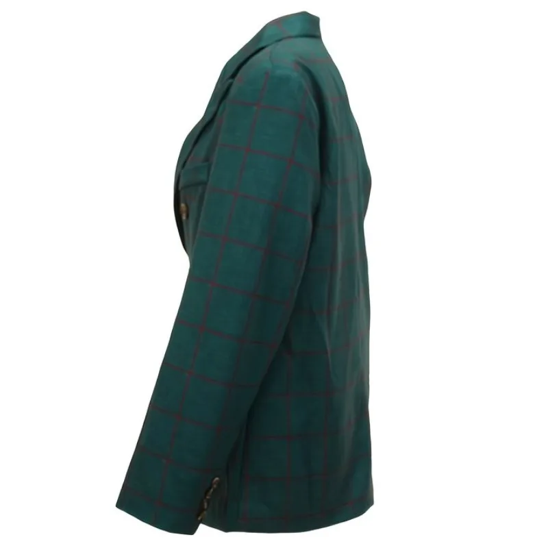 Heren Blazer Slim Fit Revers Kraag Met Dubbele Rij Knopen Borstzak Plaid Veelzijdig Voor Zakelijke En Vrijetijdsevenementen, Oud Geld Stijl