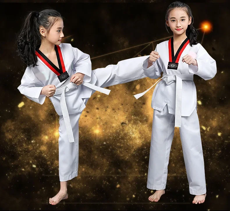 children's adult long-sleeved short-sleeved cotton men's and women's spring summer taekwondo Martial training clothes Uniforms