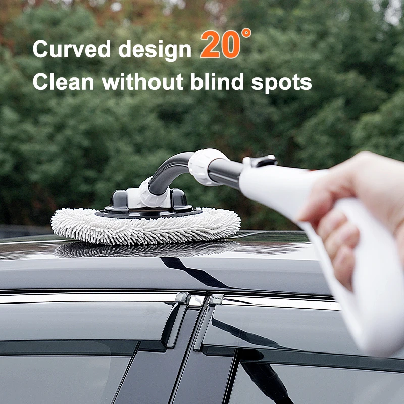 Upgraded Large Grip Telescoping Long Handle Mop Car Wash Brush 20° Bend Adjustable Wash Mop Maintenance Washing Cleaning Tools
