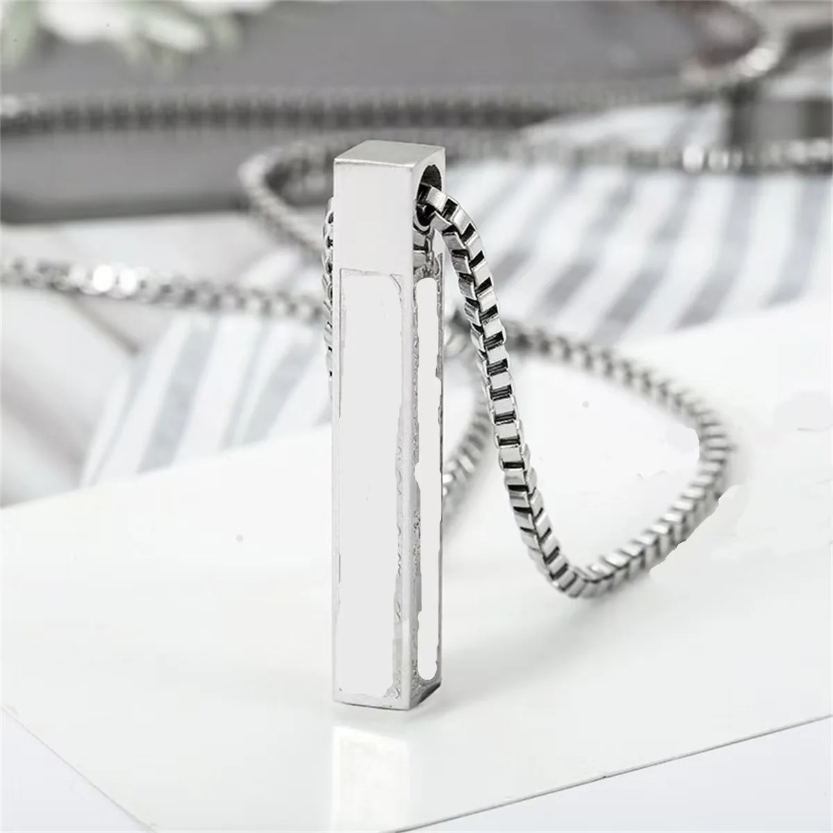 

Titanium Steel Rune Necklace Stainless Steel Round Corner Square Column Pendant Personality Fashion Clothing Accessories