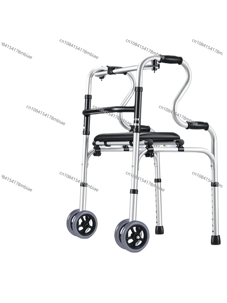 Walking stick walker for the elderly can sit on a multifunctional walking aid. Special four-legged crutch for leg fracture.