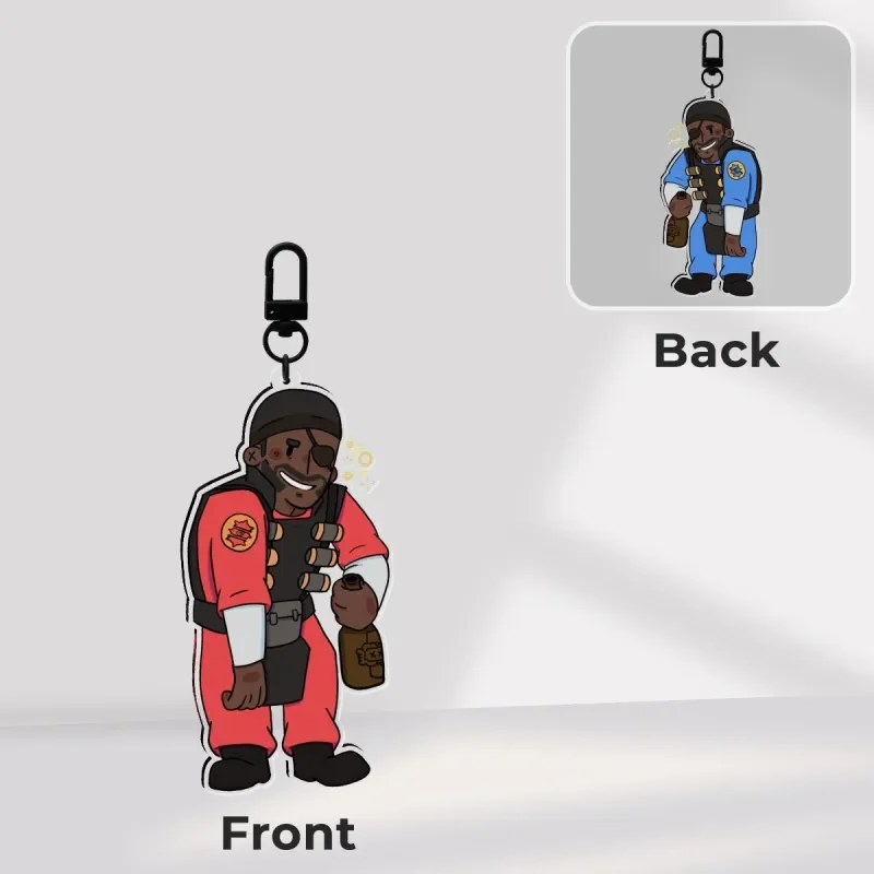Team Fortress 2 Demoman Acrylic Keychain TF2 Demomans Game Character Charm Pendant Backpack KeyRing Decor Gift for Fans Gamers