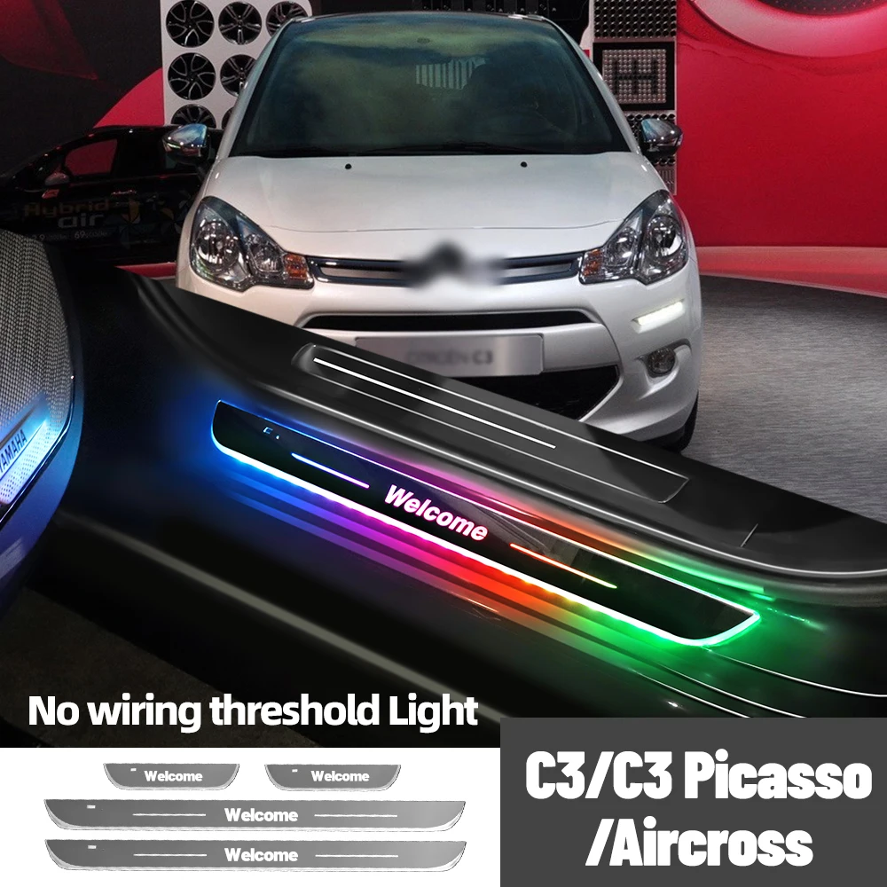 For Citroen C3 C3 Picasso Aircross 2002-2023 Car Door Sill Light Customized Logo LED Welcome Threshold Pedal Lamp Accessories