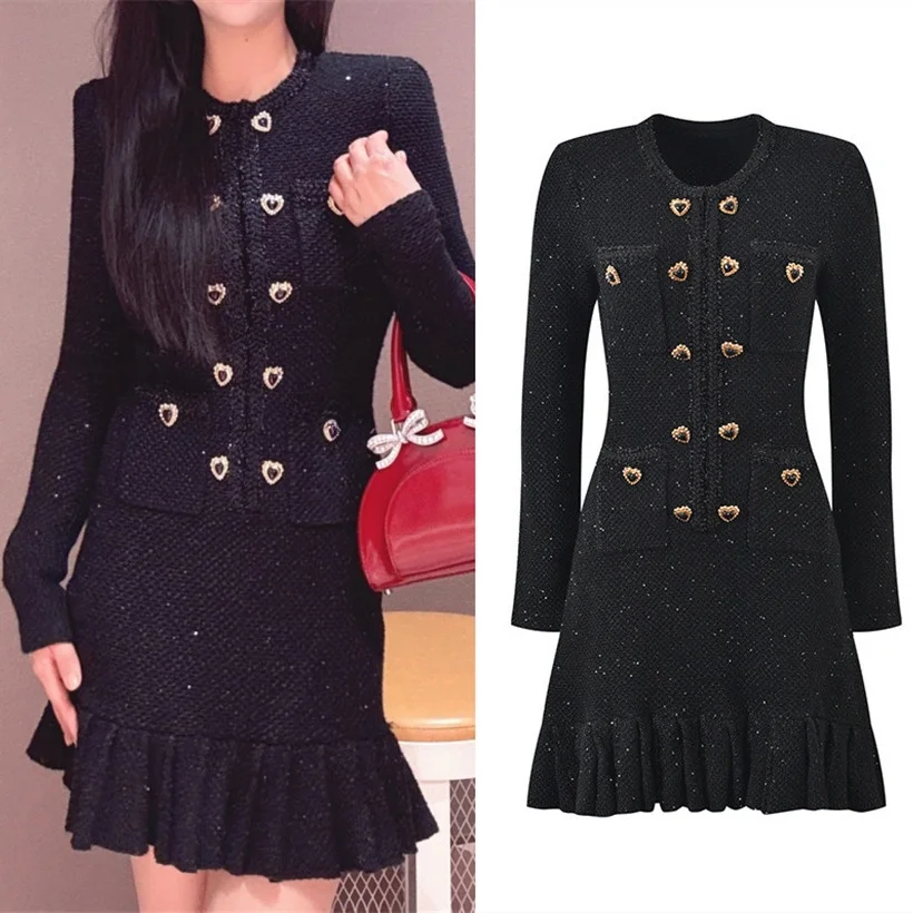 

High-End Version SE Home Classic Bla Sweet Knitted Dr ort Skirt with Heart Bule Autumn Winter New Sle Ladies Skirt