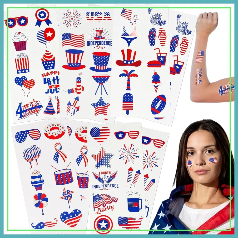 

100 USA 4th of July Temporary Tattoos | American Flag Party Favors | Game Day Decor
