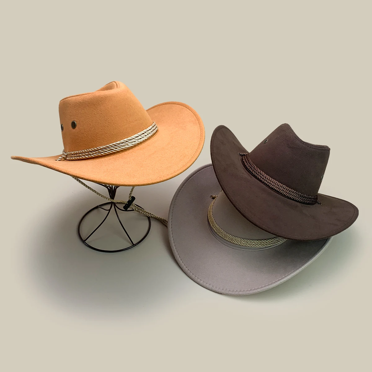 

Simple Windproof Rope Solid Western Cowboy Hats New Unisex Sunshade Retro Versatile Non-woven Fabric Casual Fashion Jazz Caps