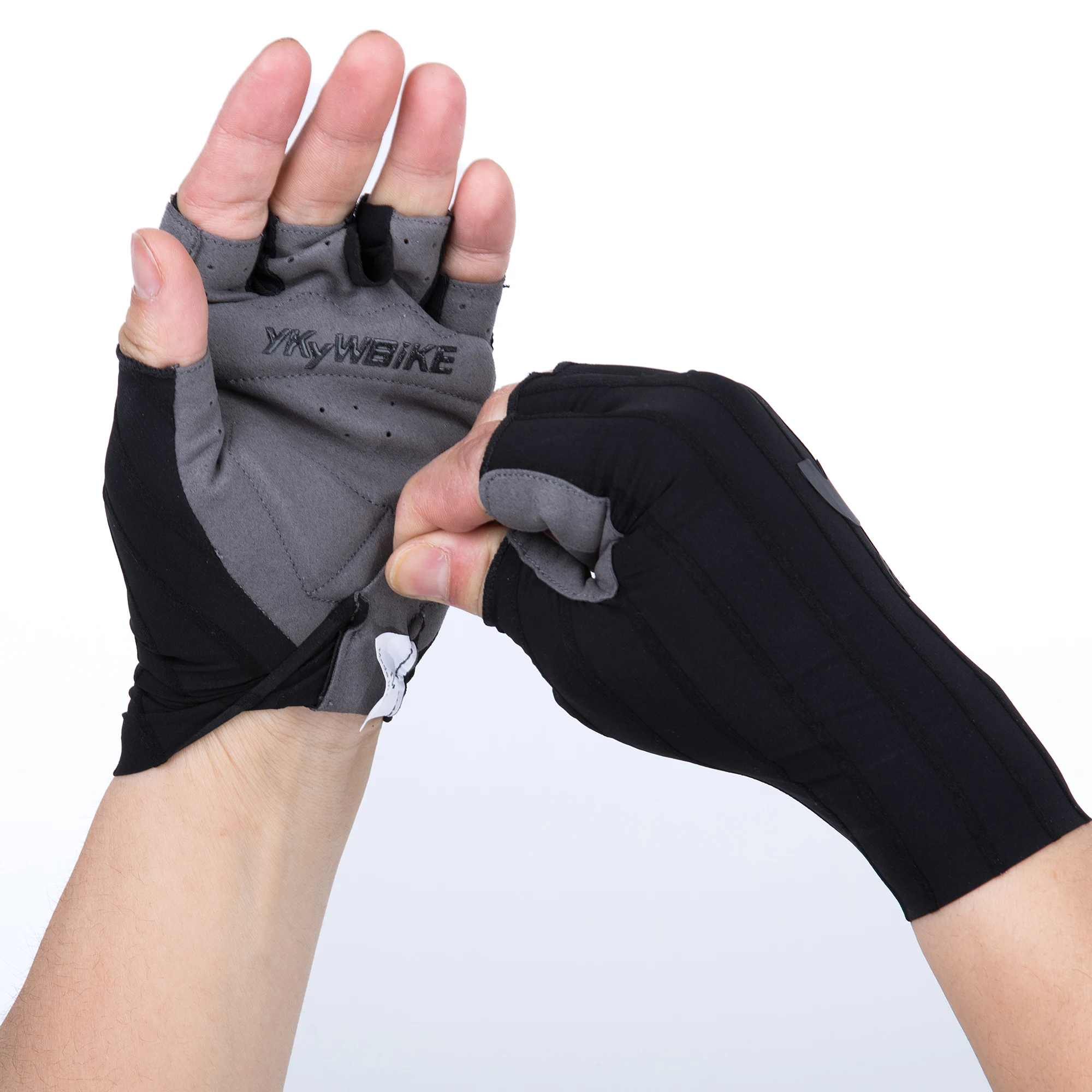 YKYWBIKE Fahrradhandschuhe, gewebt, aerodynamisch, gestreift, Fahrrad-Sporthandschuhe, rutschfeste Reithandschuhe, stoßdämpfende Rennradhandschuhe – Detail 24
