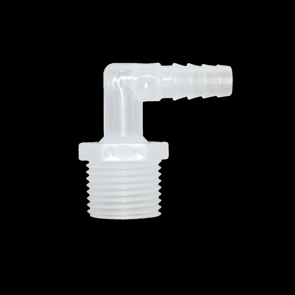 6/8/10/12/13/14/16/18mm Hose Elbow Barb Connector Plastic Pipe Coupler With 1/2 Inch Thread Fittings Drip Irrigation Adapter