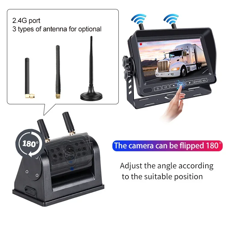 7 Inch HD Digital Wireless Car monitor with Reverse Camera 2.4Ghz Wireless Camara System Reverse Camera DVR Display Truck Bus