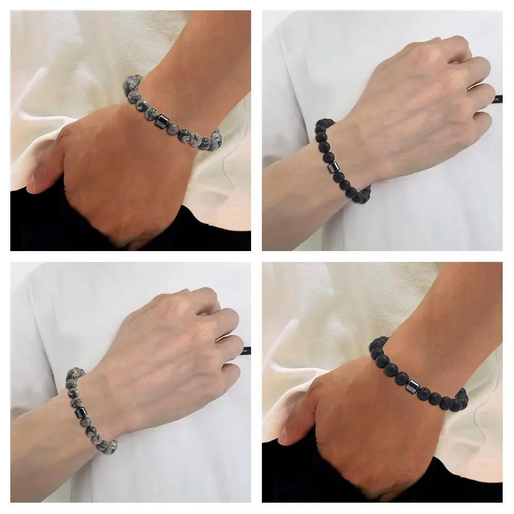 Браслет из бисера «Тигровый глаз», модный браслет из натурального камня обсидиана, магнитный браслет для облегчения тревоги, женские и мужские браслеты с черными бусинами