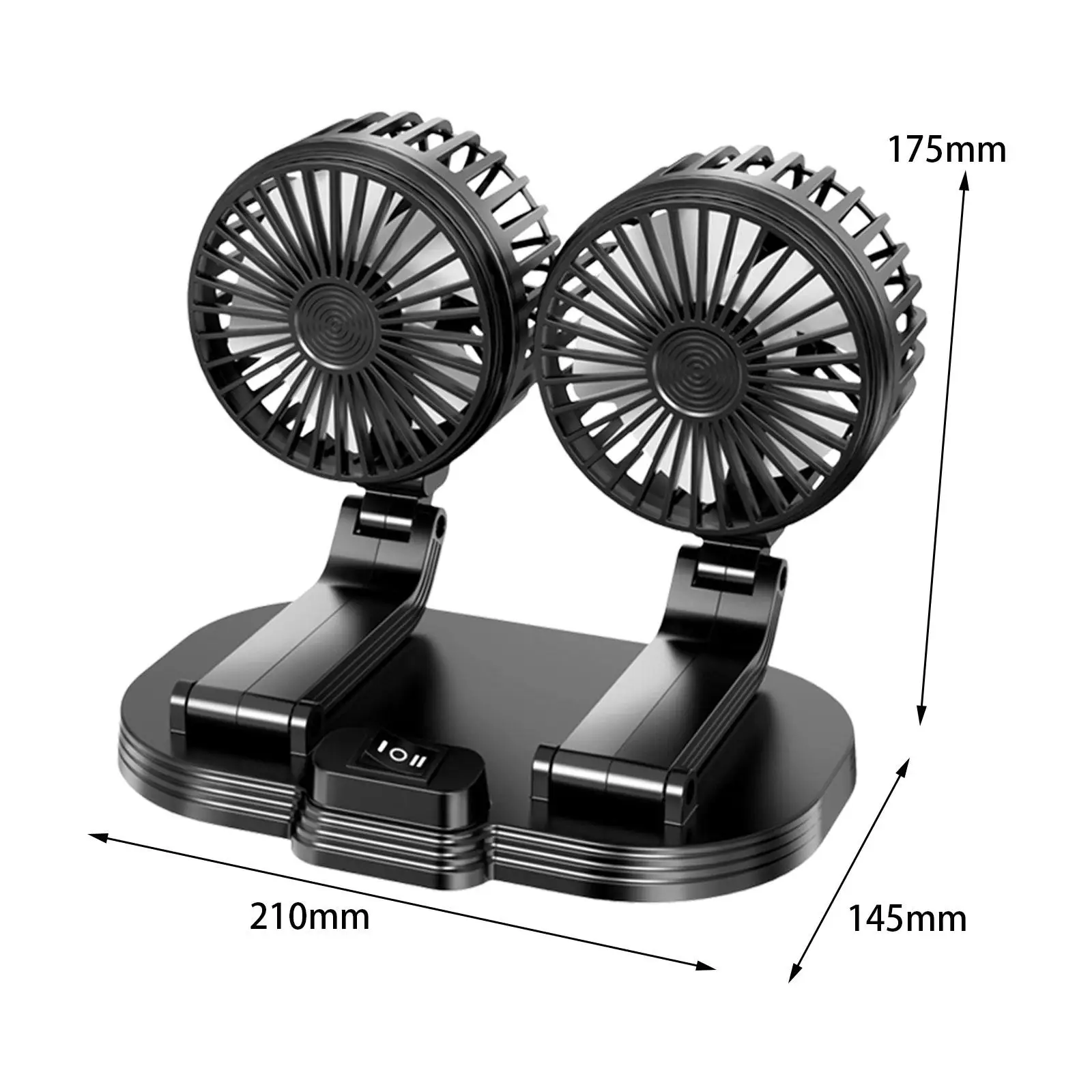 Car Fan Dual Head Multifunctional 360 Degree Rotatable Supplies Strong Wind Desk Fan for Automotive Van Truck Boat