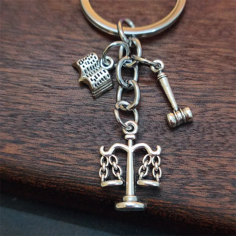 Balance, Judge and Book Keychain for Lawyer, Backpack Pendant Handmade DIY Bag Accessories