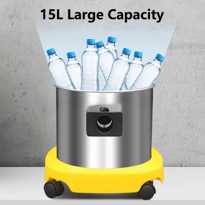15 Liters Large Capacity 1300W Low Noise Dustproof Handheld Vacuum Cleaner for Hotel Workshop Home Car Cleaning
