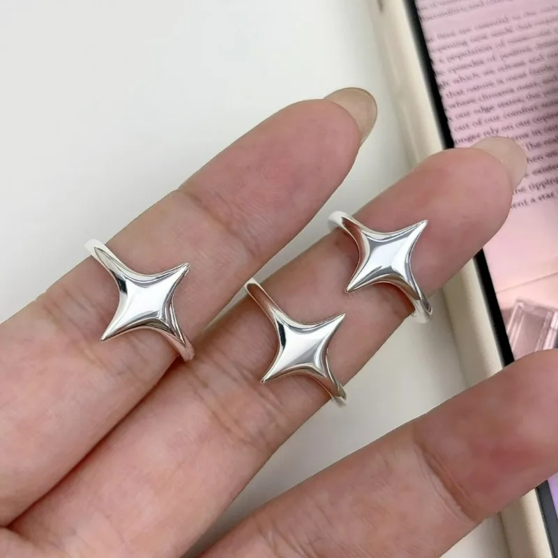 Simple Star Ring Punk Vintage Y2K Cross Star Open Rings for Women Fashion Couple Rings Gift Y2K Egirl Jewelry Gifts