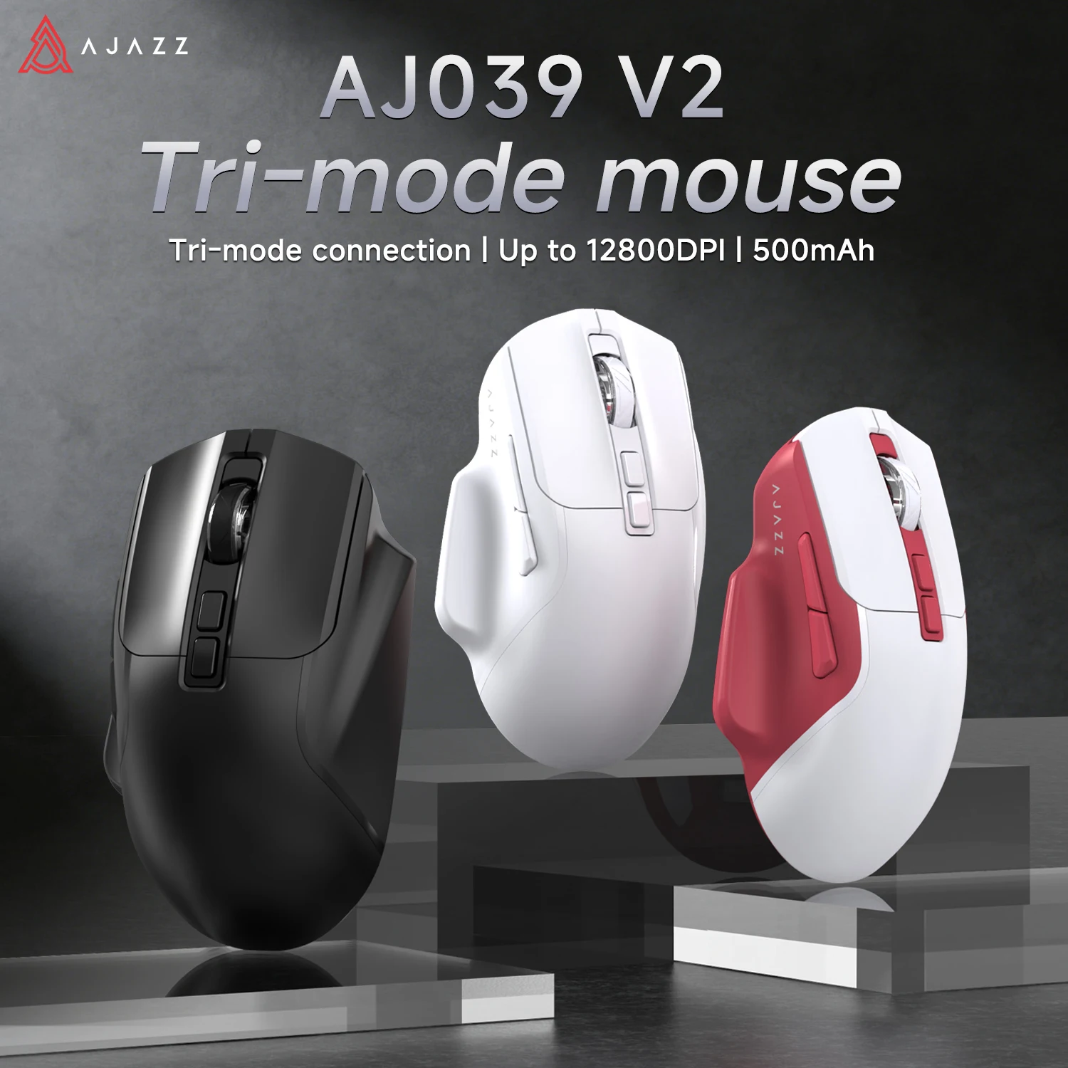 AJAZZ AJ039V2 Wired Three-Mode 2.4G/Bluetooth Wireless Gaming Mouse, Cost-Effective Office Mouse, 500mAh Battery Life