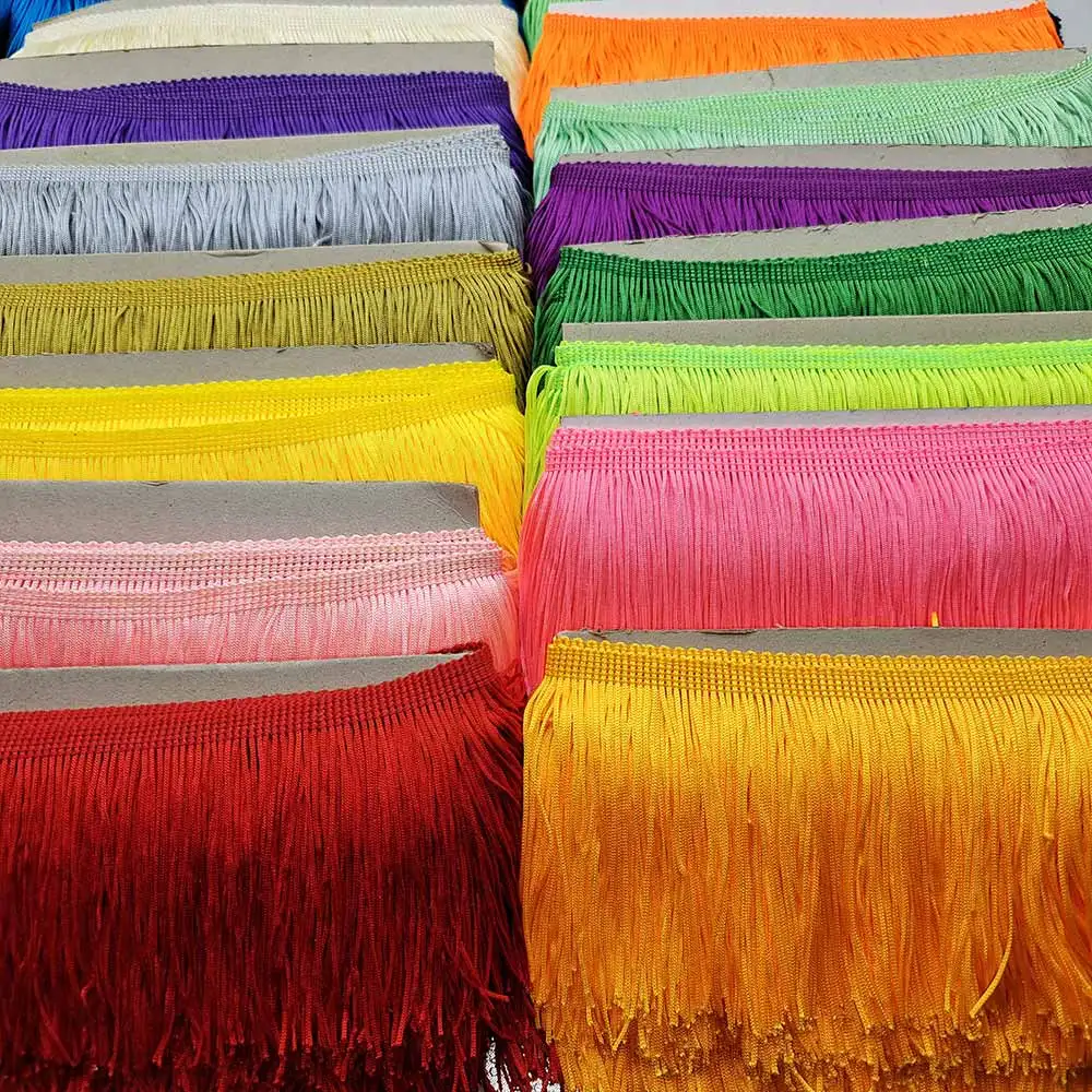 10 Meters of Pack 10cm Width Fringe Trim Lace Polyerter Fibre Tassel Clothes Accessories Latin Wedding Dress Tassel Ribbon Diy