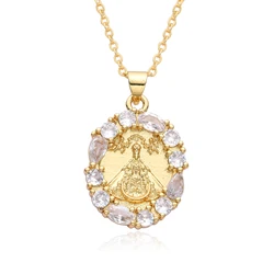 Gold Plated Our Lady of Saint John of the Lakes Pendant Nuestra Señora de San Juan de los Lagos Necklace Catholic Mary Charms