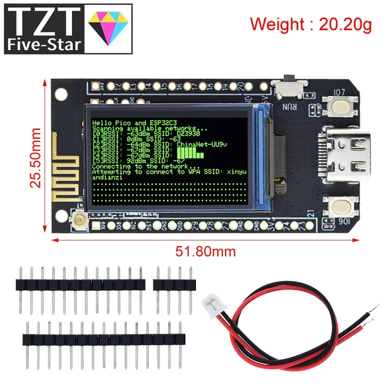 TZT T-PicoC3 ESP32-C3 RP2040 Wireless WIFI Bluetooth Module Development Board Dual MCU 1.14 Inch ST7789 Display for Arduino