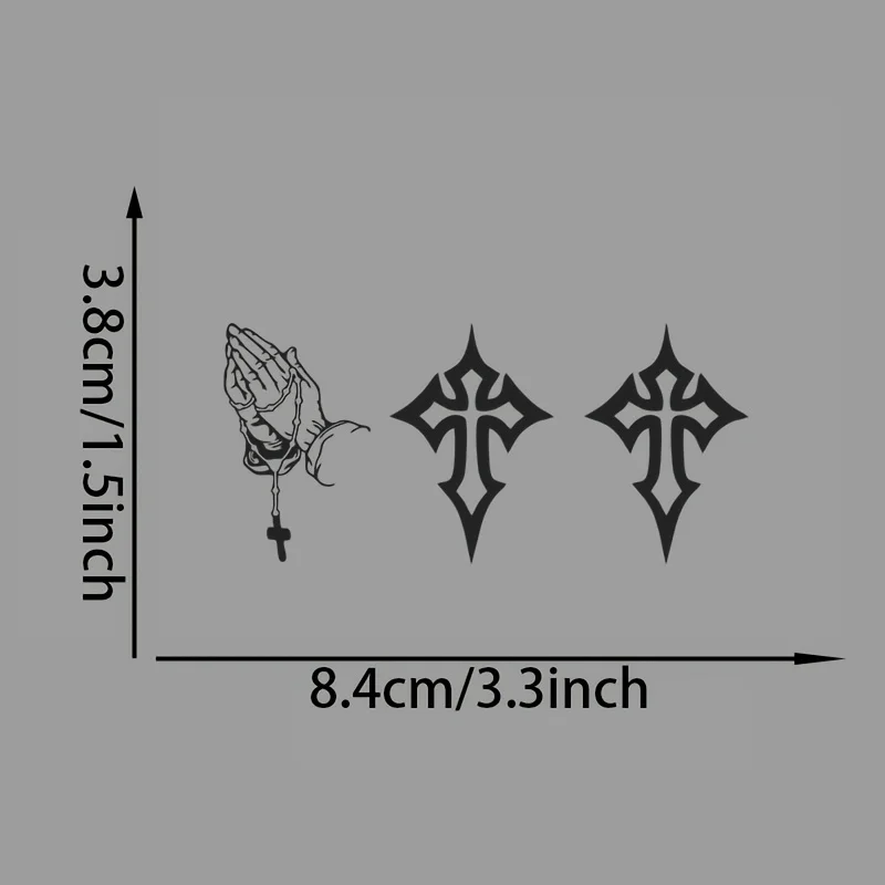2PCS Praying Hands Rosary Gothic Cross Sticker Religious Vinyl Decal Car Window Laptop Cup Glass Decoration