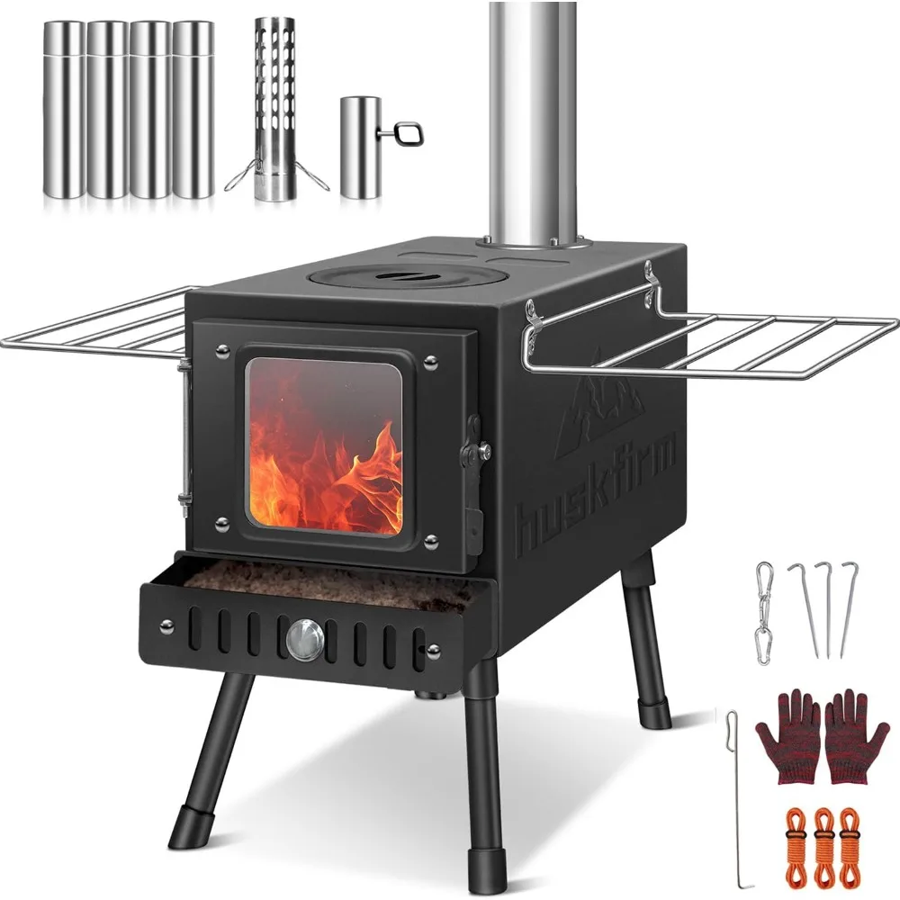 

Wood Burning Stove,Tent Stove for Heating,Folding Portable Wood Stove for Tent,Cooking,Courtyard,Camping Stove include Chimney