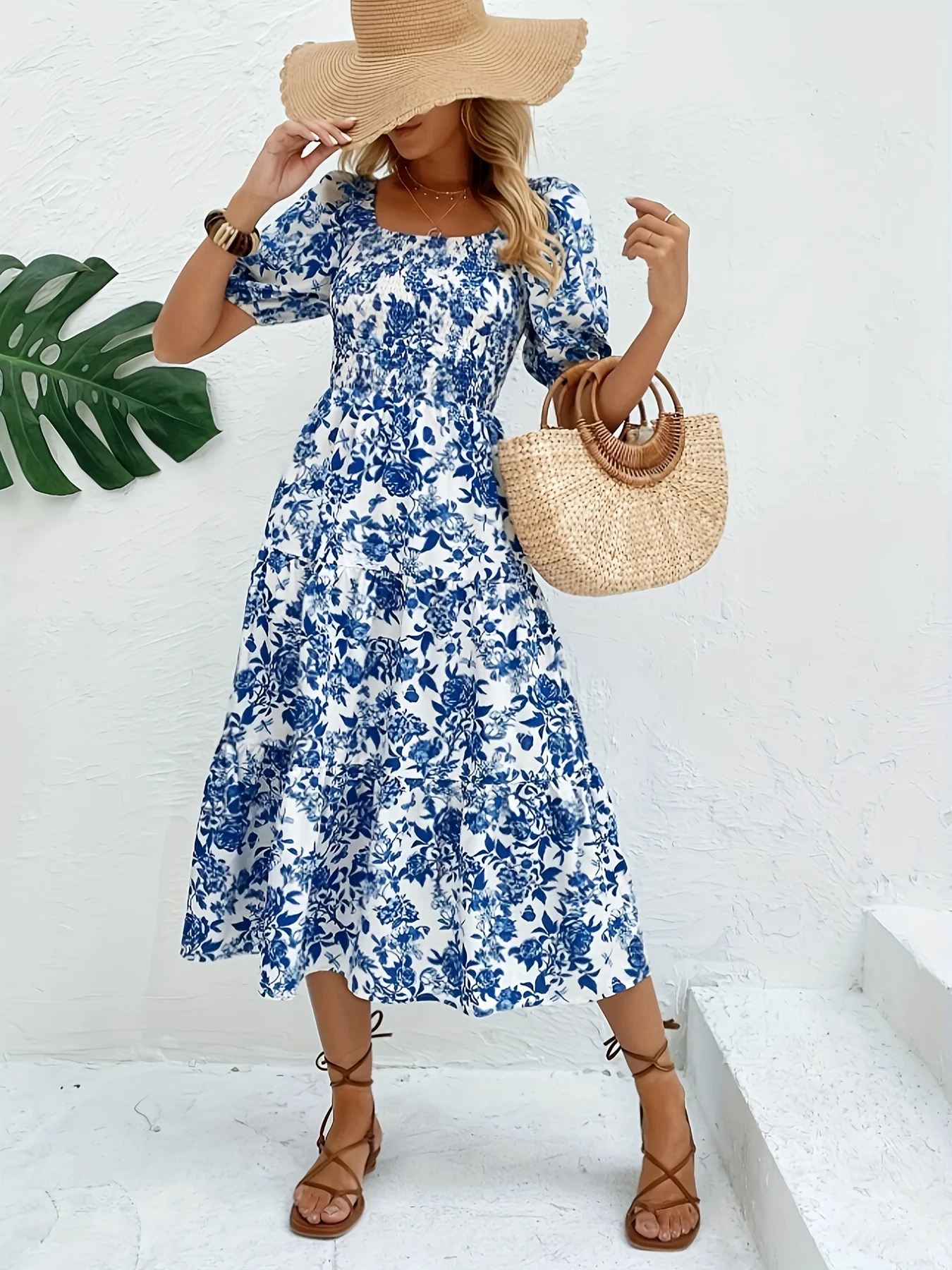 Elegant Direction Long Floral Print Dress with Collar Floral Print Maxi Dress Women's Fashion Elegant Style