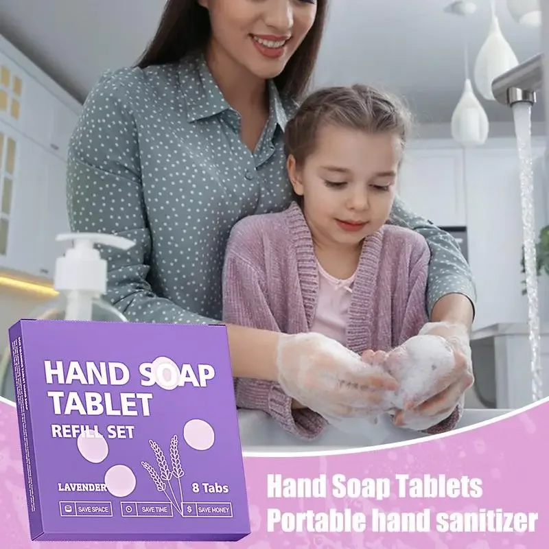 8pcs Foaming Hand Soap Tablet Wash Hand Soap Tablet Refills Refreshing Fragrance Washing Tool for Trip Business Travel