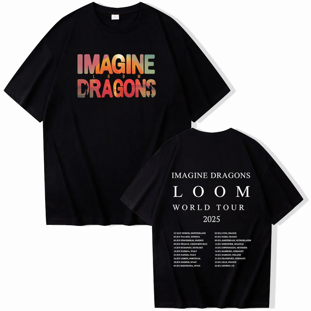 Imagine Dragons Loom Tour 2025 Short Sleeve T-shirt Harajuku O-neck Summer Casual Shirt Music Fans Gift Tops