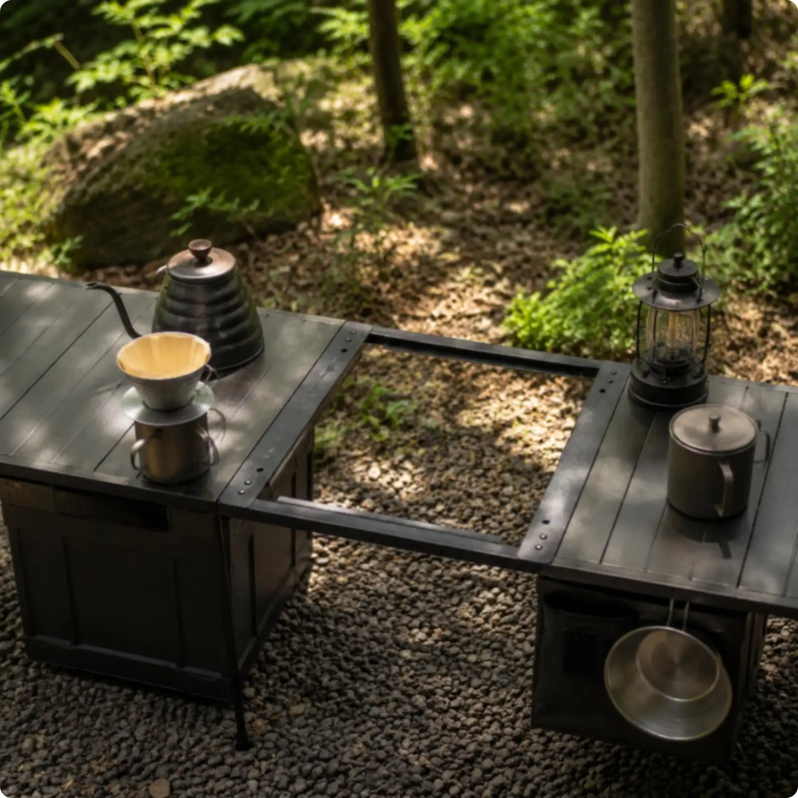 IGT Tabletop Frame Carbon-Steel Turnover Box-Support-Structure for Campers, Field Kitchen, Outdoor Cooking