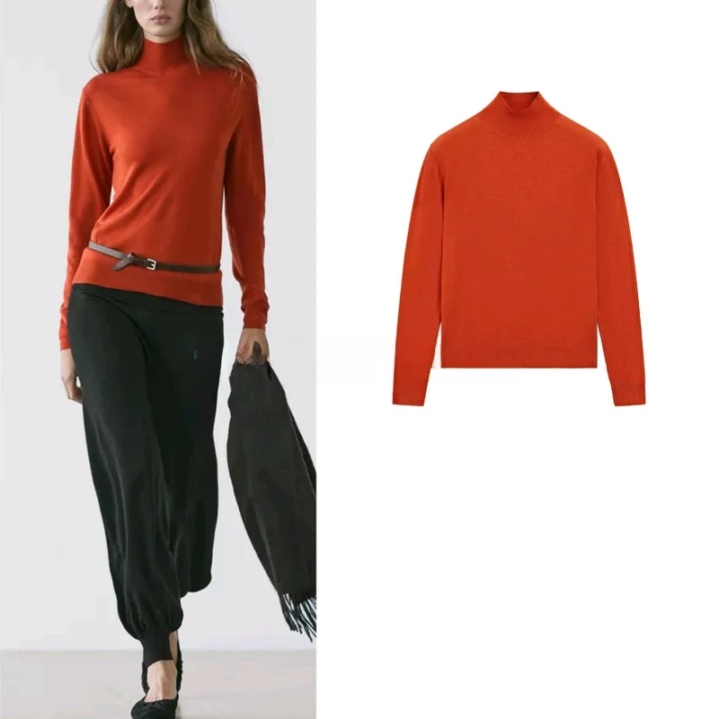 

Мягкий уютный трикотажный топ с высоким воротом для женщин, базовый слой, весенняя новинка, полиэстер, длинный рукав