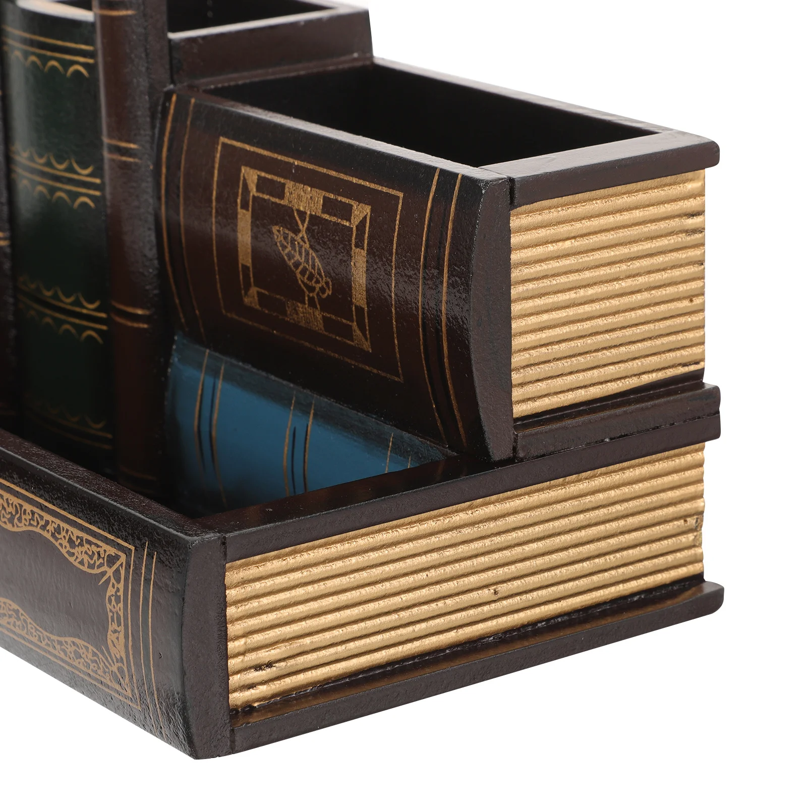 

Vintage Style Pen Container Book Look Brush Pot Desk Organizer Stationery Holder for Home Office Study Abrasion Resistant