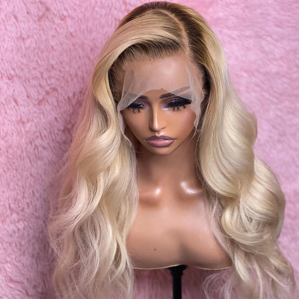 

180Density Glueless Soft 26“ Long Ombre Blonde 613 Body Wave Lace Front Wig For Black Women BabyHair Preplucked Heat Resistant