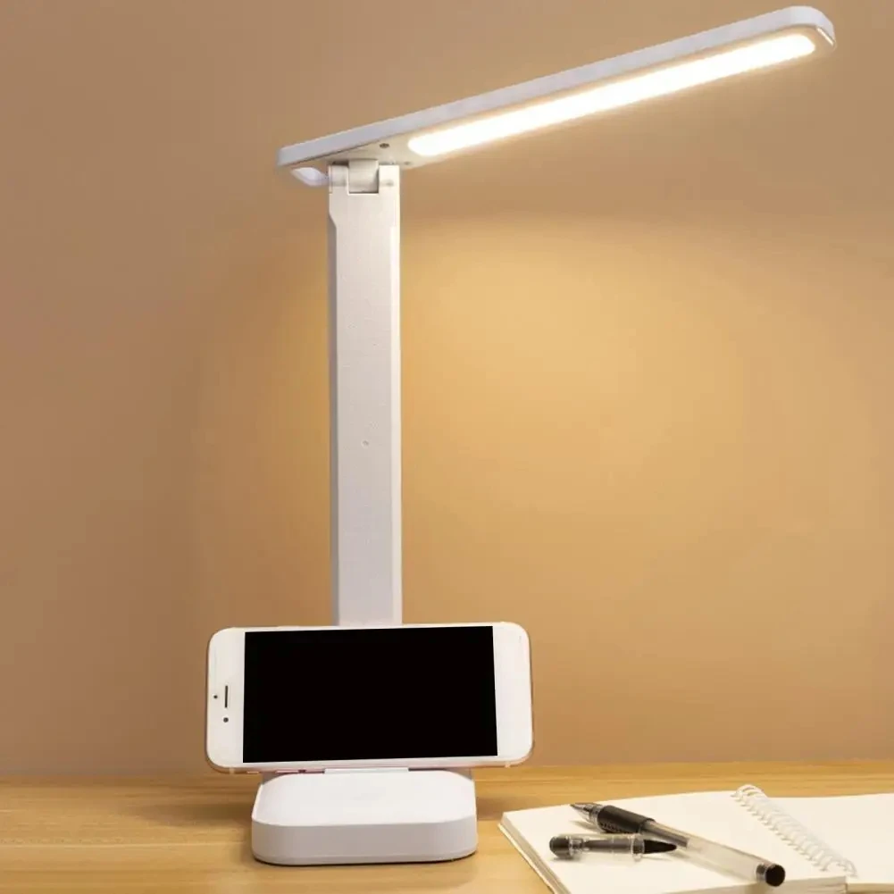 LED Touch Switch White Adjustable Folding Desk Lamp USB Rechargeable Three-color, Plug-in Single-color Desk Lamp Eye Protection