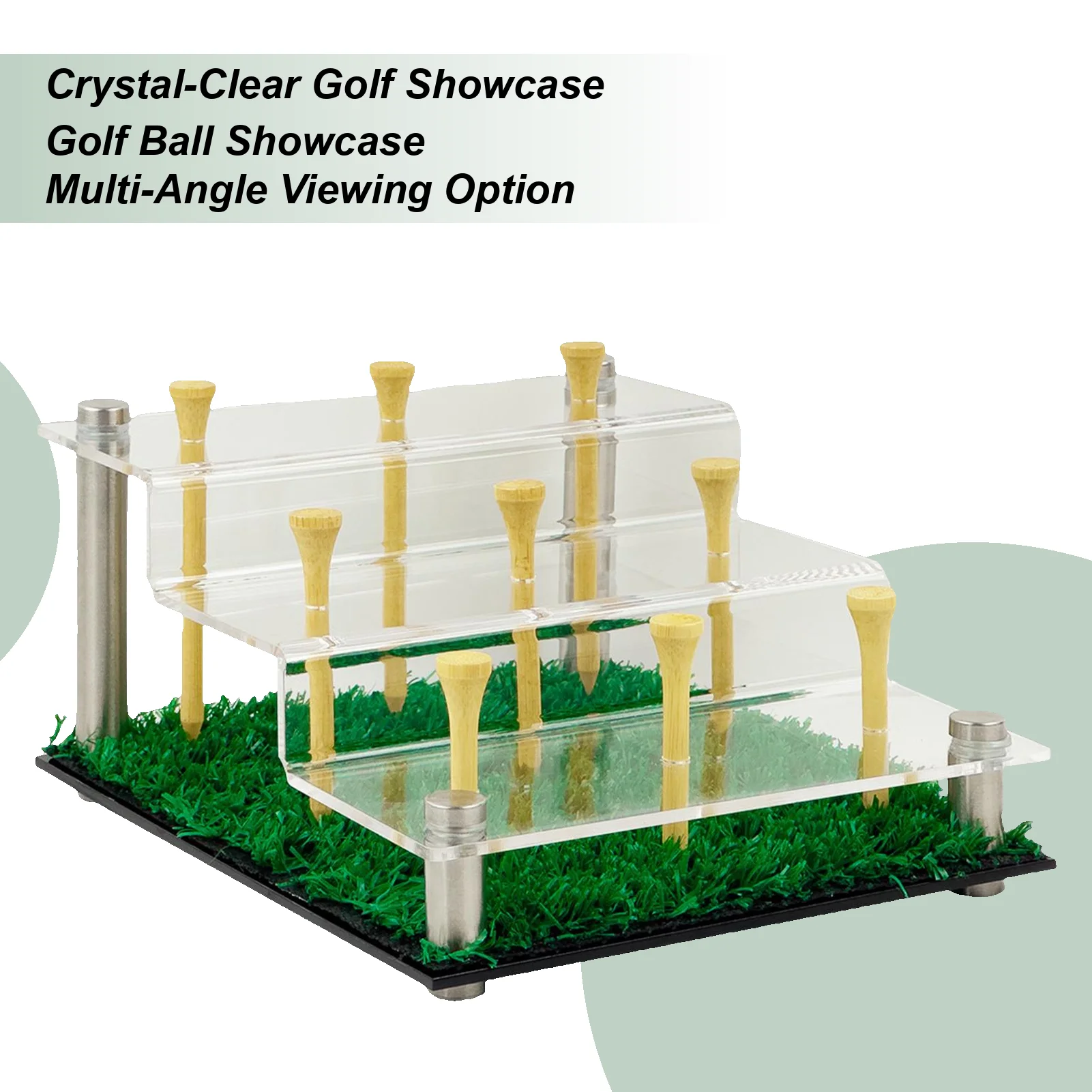 

Подставка для гольфа, ступенчатая многослойная конструкция, нижняя часть, встроенная с искусственным основанием для газона, вмещающая 9, портативное хранилище для мячей для гольфа