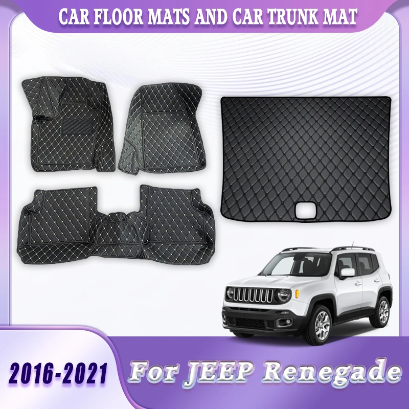 

Прочные автомобильные коврики для пола и багажника для JEEP Renegade 2021 2020 2019 2018 2017 2016, водонепроницаемый коврик для багажника, аксессуары для автомобиля, коврик