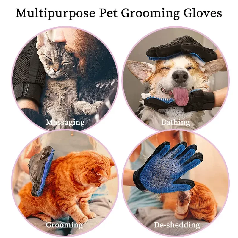 Pet Glove for Dog Cat Grooming Glove Cat Hair Deshedding Brush Pet Bath Hair Remover Clean Massage Brush Dogs Grooming Supplies