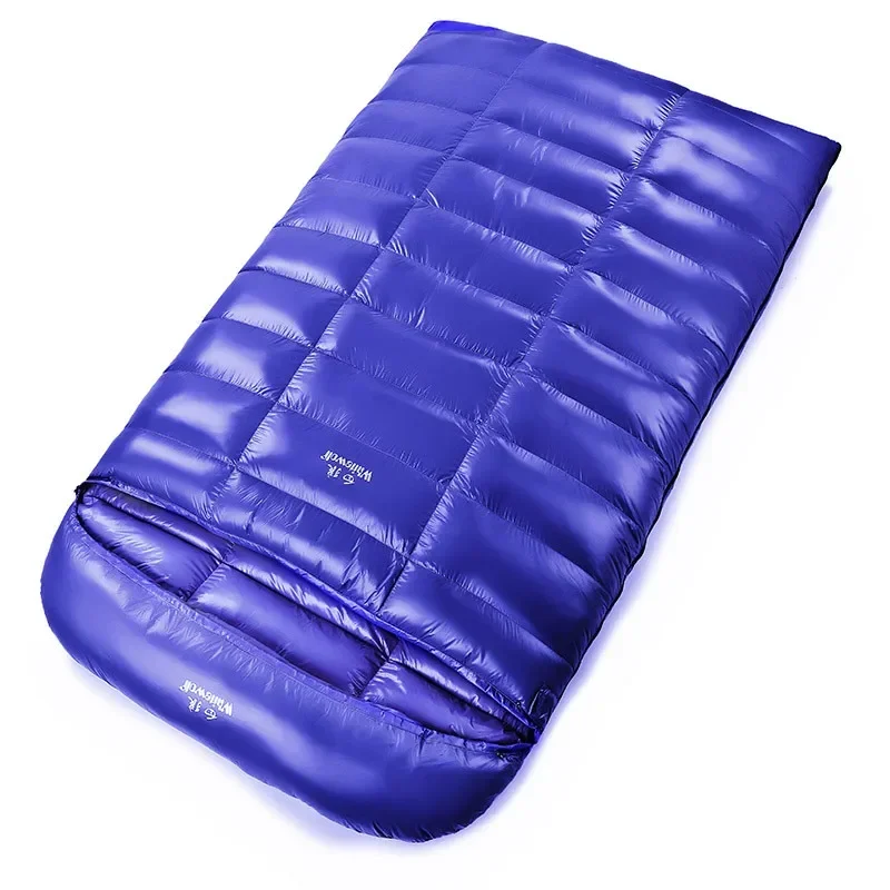 Camping or Home Sleeping Bag 2 Person White Goose Down Filled Thin Suitable for Warm Weather Size 220 X 130cm Large Space