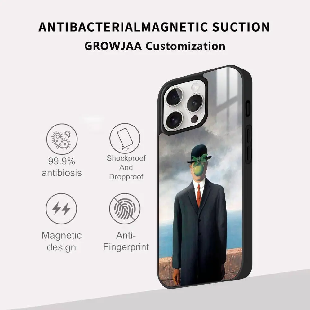 ريني ماغريت مجردة الفن جراب هاتف آيفون 17 16 15 14 13 12 11 برو ماكس بلس ميني ماجسيف مرآة اللاسلكية المغناطيسي فوندا #3