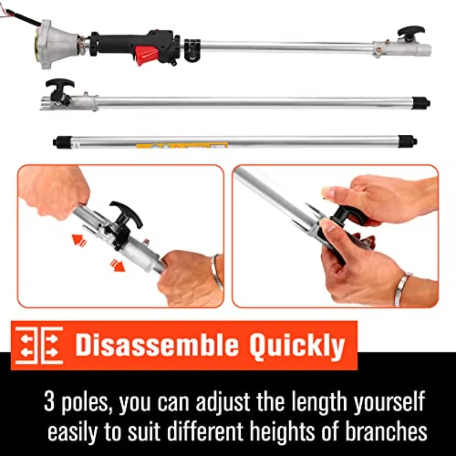 Gas Powered Pole Saws with 58CC 2 Cycle Engine for Efficient Tree Trimming and Branch Cutting 16-Foot Extendable Design for Har