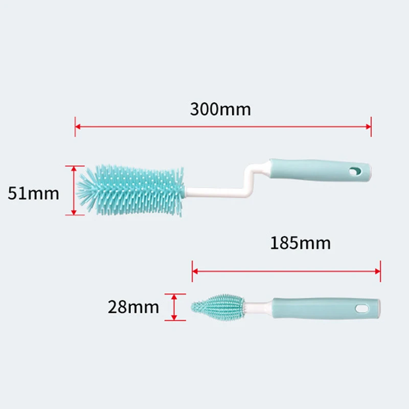 Silicone bottle Brush Cleaning set Baby straw pacifier Brush 360 degree upright long handle rotary cleaning brush set