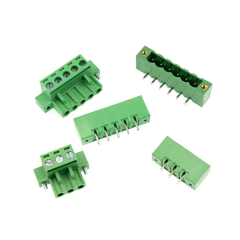 2EDGKM-5.08MM green wiring terminal PCB with fixed ear plug-in screw straight/bent pin 2P-12P terminal block