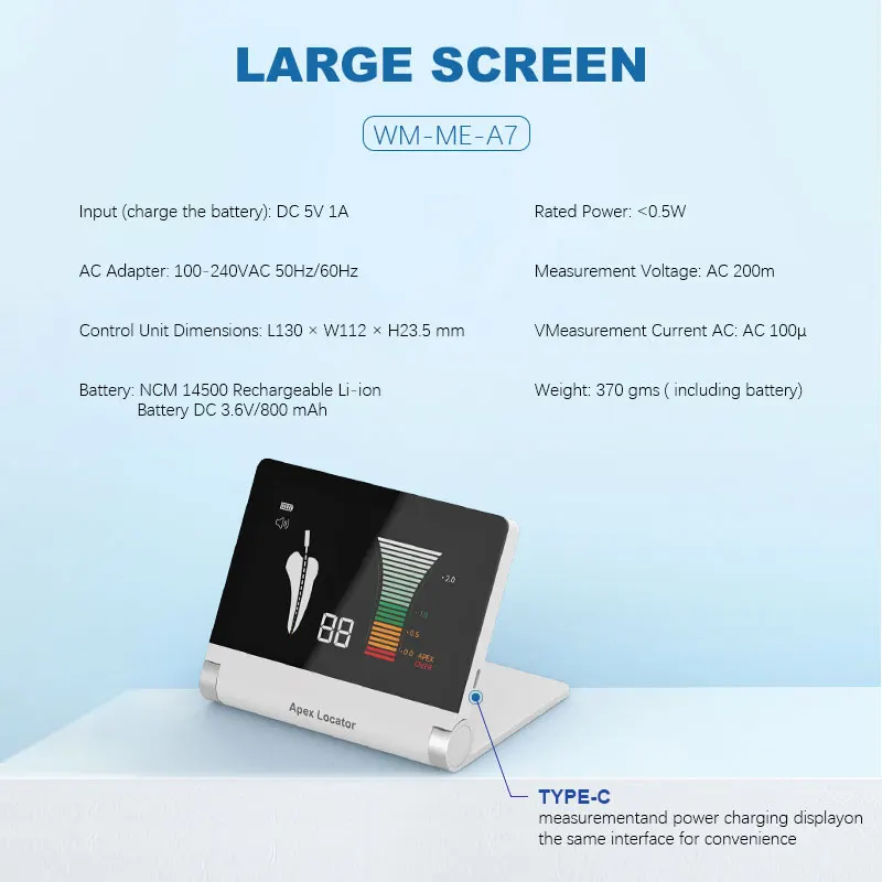 den   tal R7 Apex Locator Foldable Multi-frequency TechnologyEndo Measurer with Large Touch Screen Digital Electronic Apex Locat