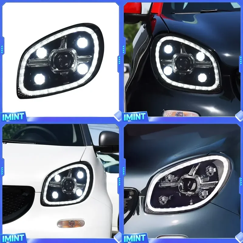 KGKB LED Headlight Assembly for Smart W453 2015-2019 Upgrade Projector Lens Sequential Turn Signal Plug & Play