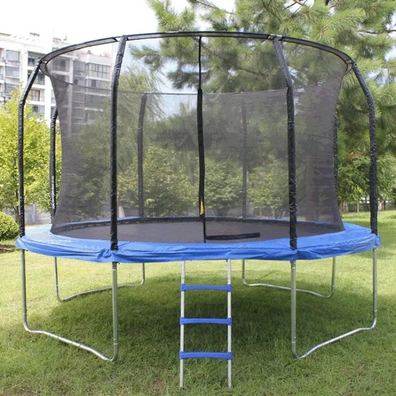 Blue Trampoline Sturdy and Durable / Waterproof and UV-resistant / Excellent Bounce, Perfect for Outdoor Recreation and Fitness