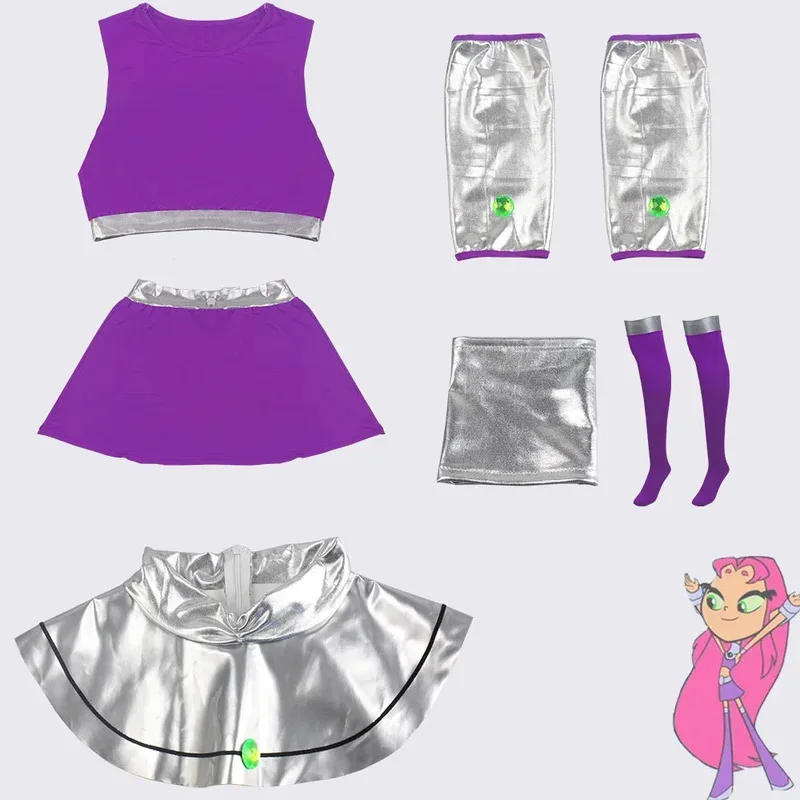 Crow Youth Titan Starfire cosplay complete set of stage performance costumes, film and animation costumes, same restoration cos