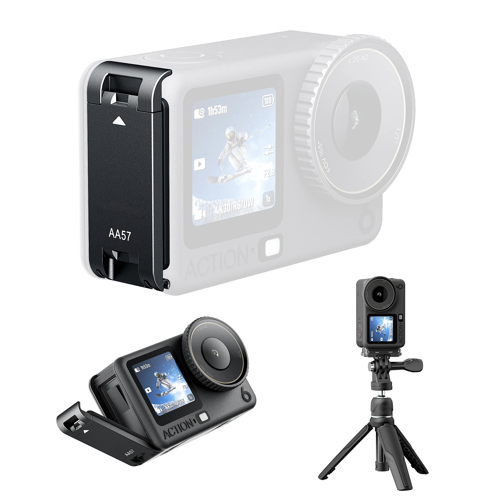 Magnetic Battery Cover for DJI Action 6 Vertical Shooting Quick Release Adapter, Aluminum Alloy Side Door Cover Camera Accessory